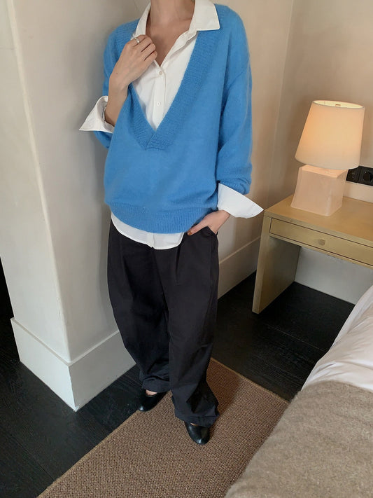 MOHAIR DEEP V-NECK KNIT 2465