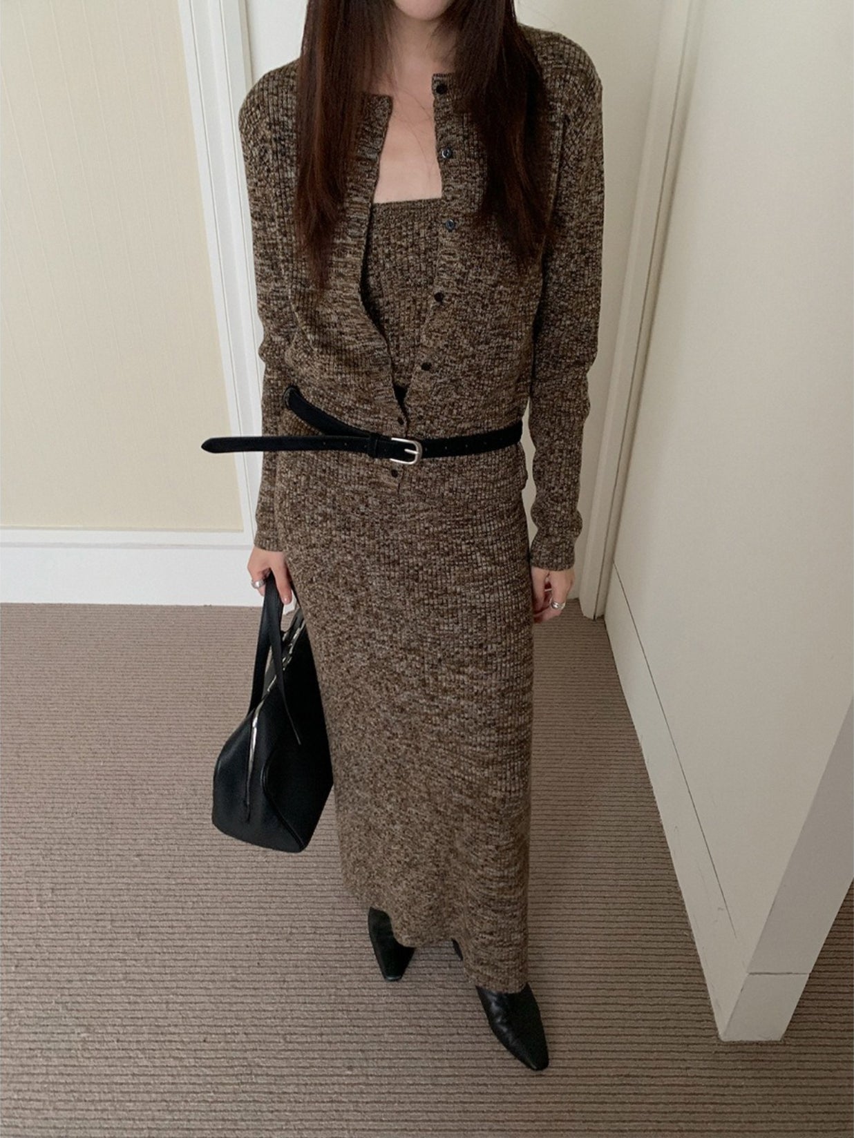 MIXED KNIT TUBE & CARDIGAN 2468