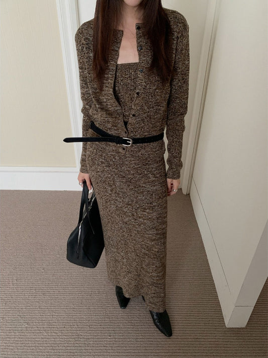 MIXED KNIT TUBE & CARDIGAN 2468