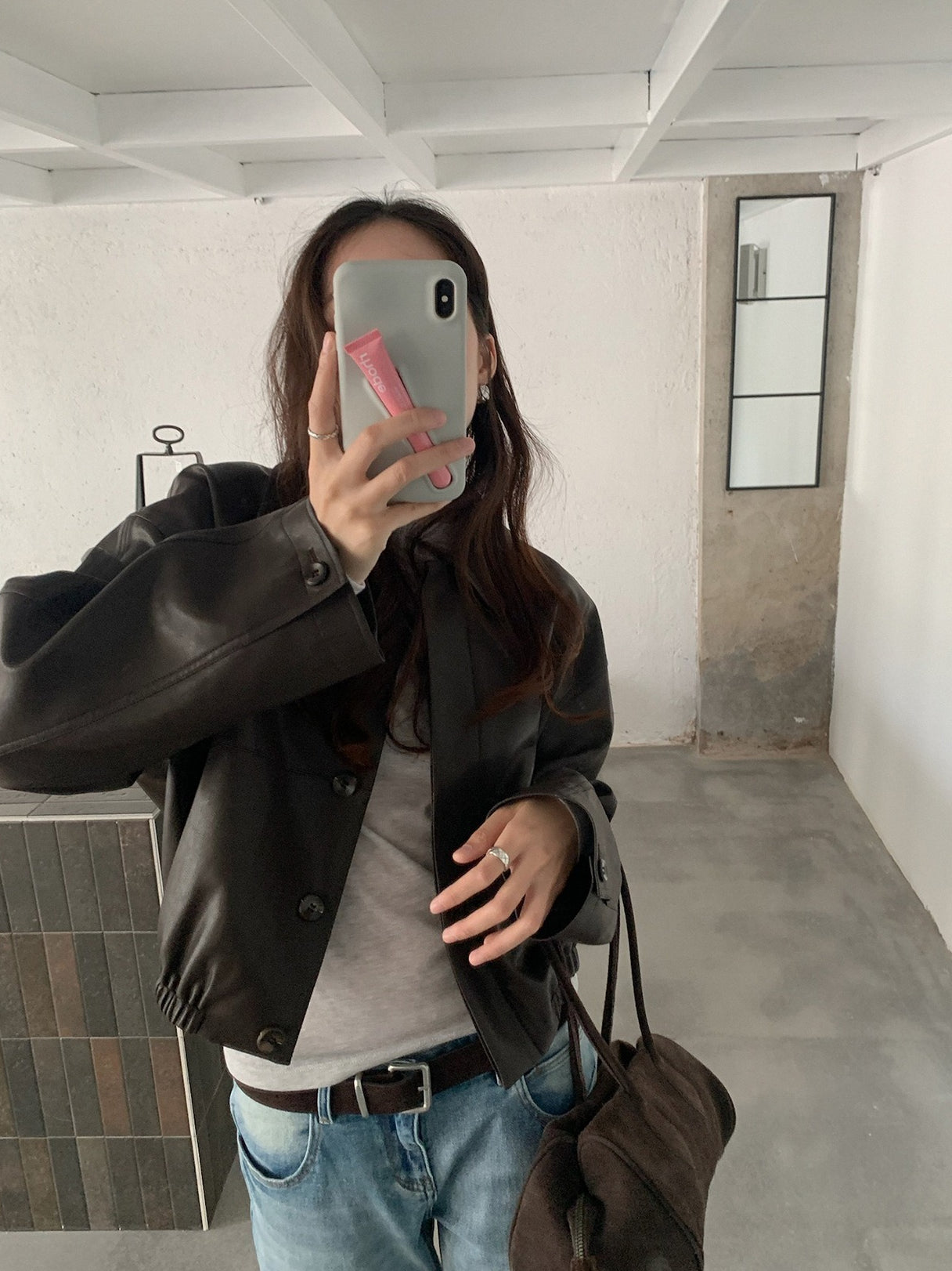 VEGAN LEATHER COCOON JACKET 2459