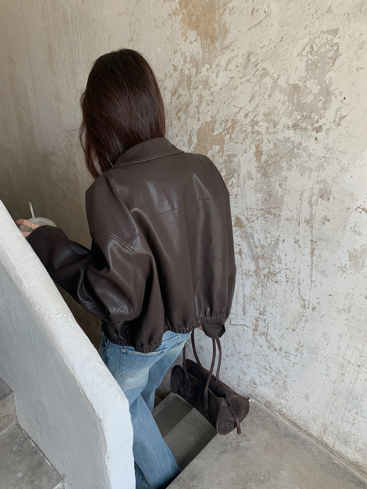 VEGAN LEATHER COCOON JACKET 2459