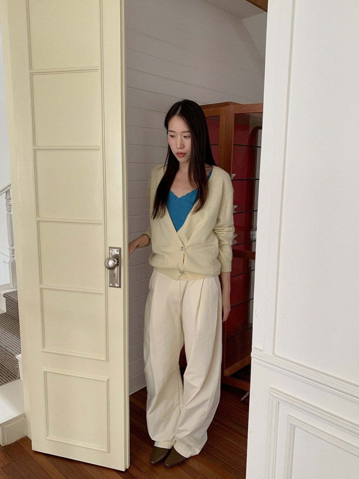 LOOSE ASYM V-CARDIGAN 2464