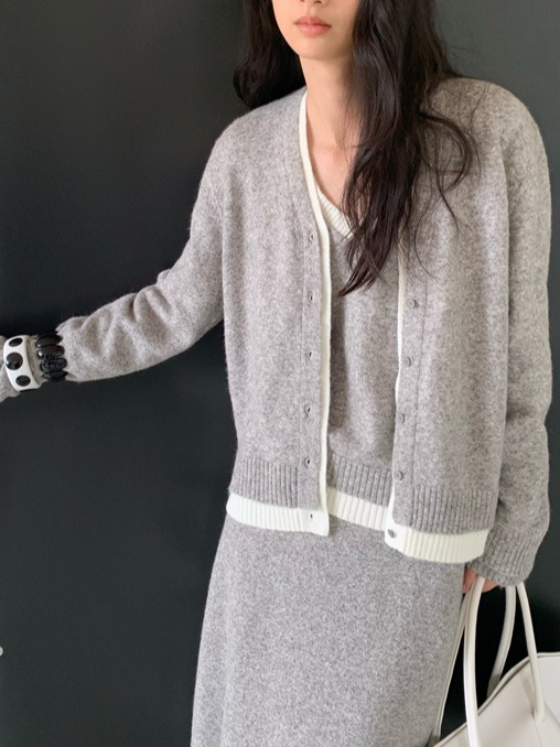 カラーブロックニットカーディガン 2211