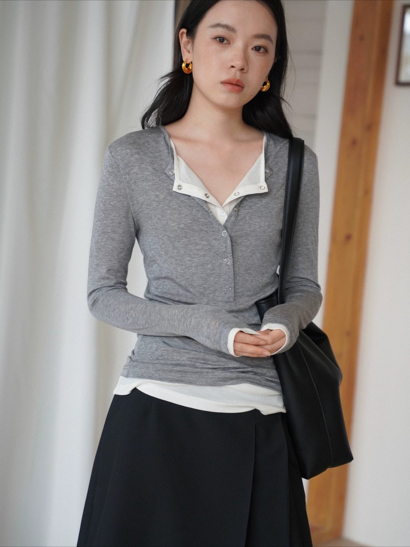 LAYERED HENLEY TOP 2513