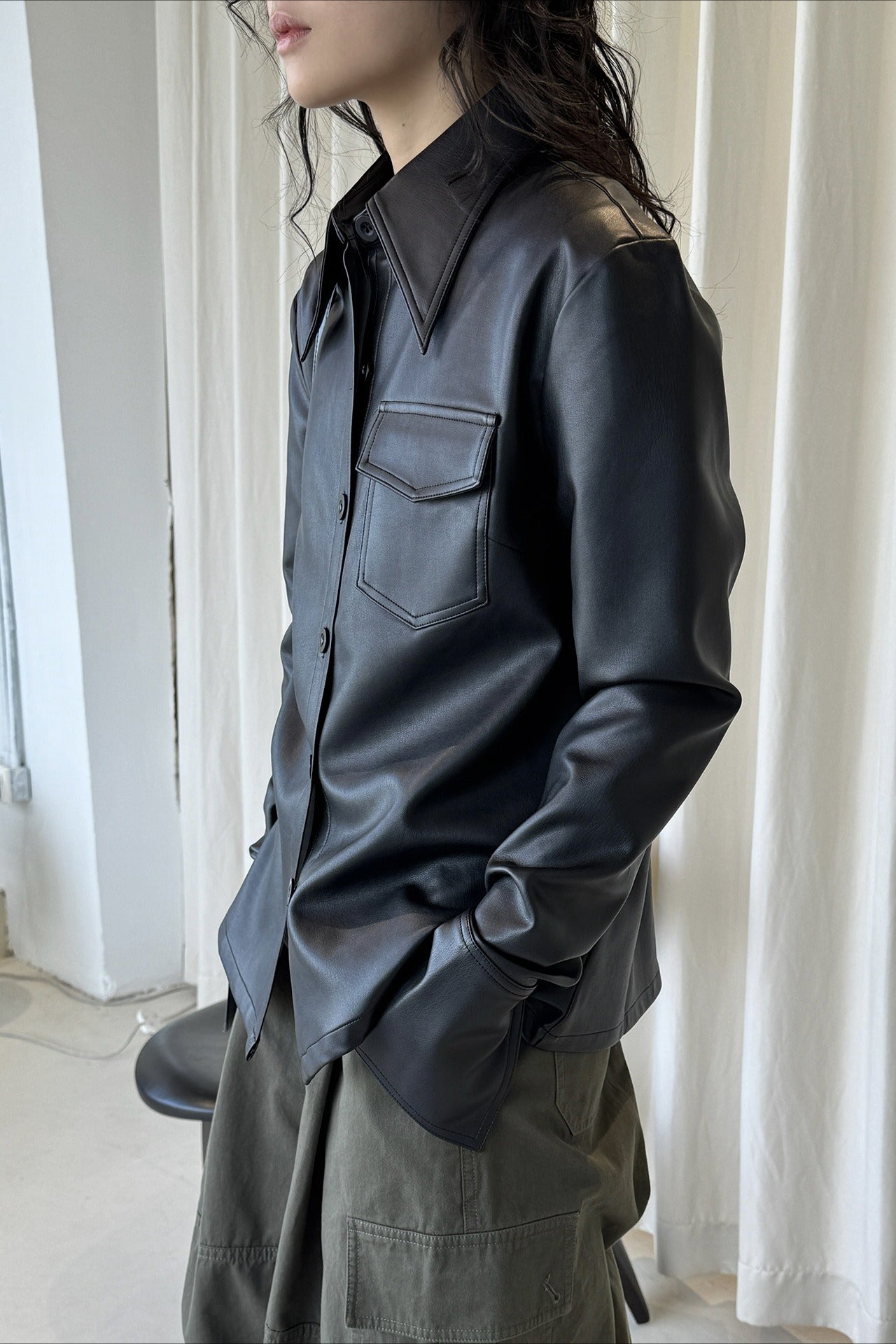 フェイクレザーシャツジャケット 2248