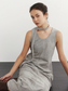 SUEDE TIE-NECK SLEEVELESS ONEPIECE 2125