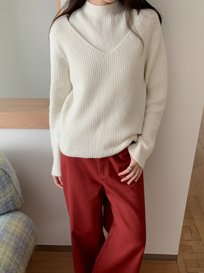 レイヤードプチハイネックニット 2210