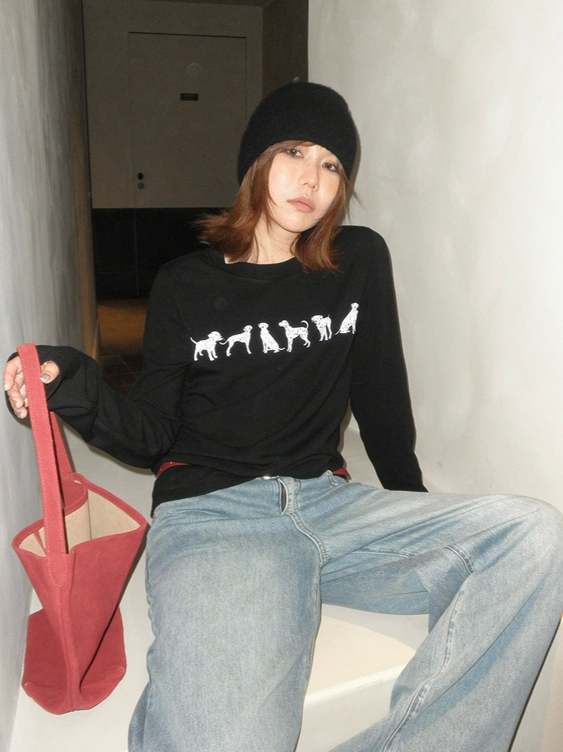 ドッグプリントロングTシャツ 2172