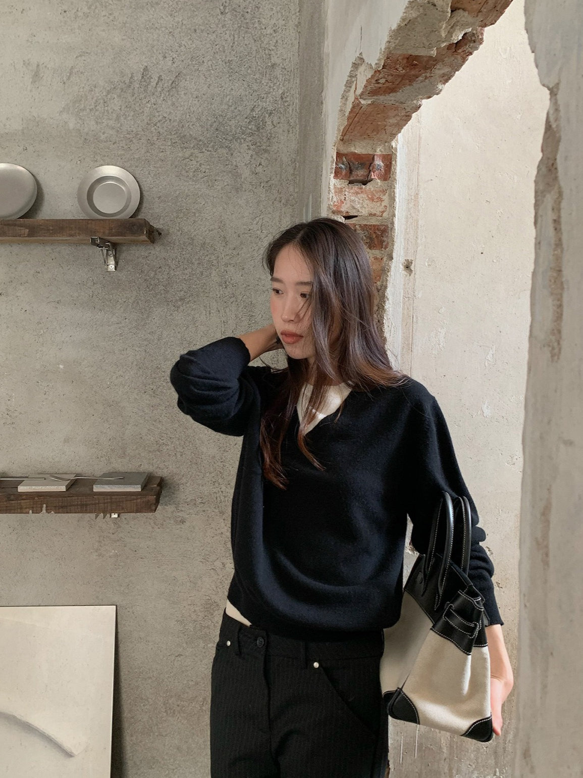 LAYERED-LOOK MINIMAL KNIT 2454