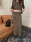 MIXED KNIT FITTED SKIRT 2469