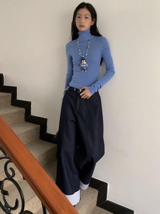 ヘムストライプワイドデニム 2214