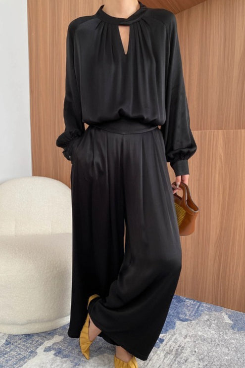 単品注文／セットアップ対応】ニュアンスドレープトップス＋ワイド