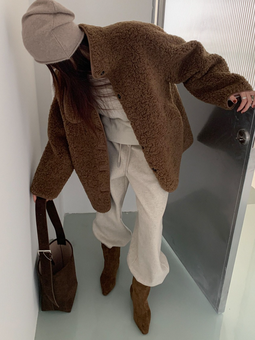 スタンドカラーボアコート 2209