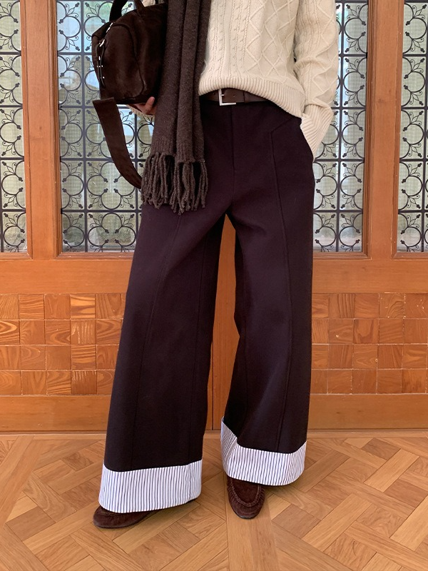 ヘムストライプワイドデニム 2214