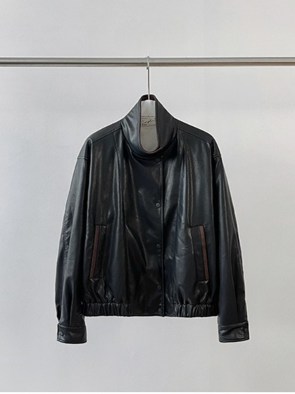 バイカラーフェイクレザーブルゾン 2194