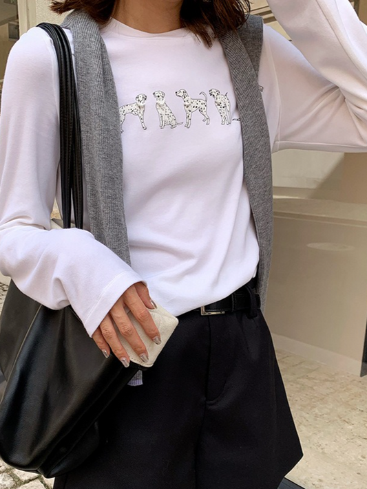 ドッグプリントロングTシャツ 2172