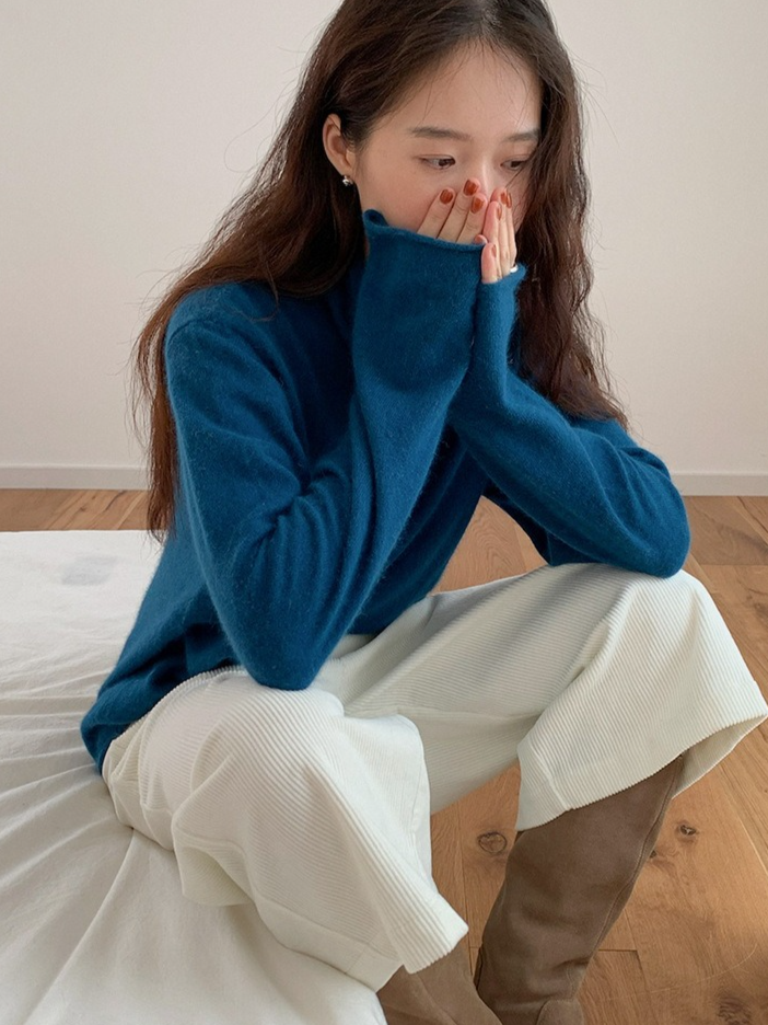 ルーズハイネックカラーニット 2200