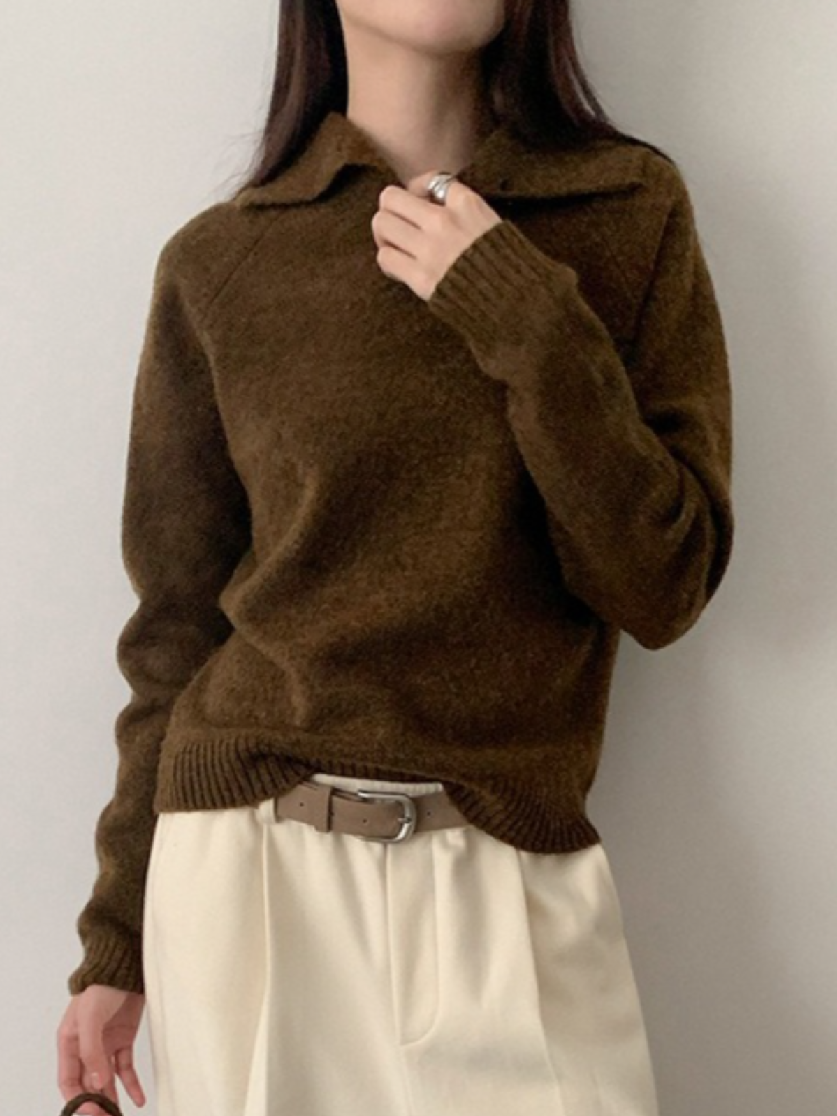 スタンドカラーラグランニット 2198