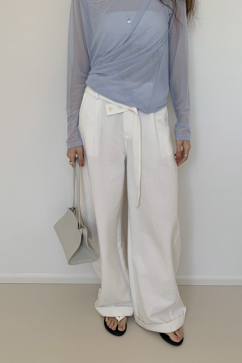 DOUBLE BELT WIDE PANTS 2304
