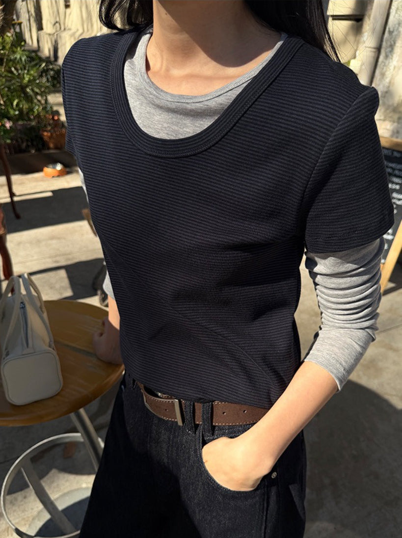 FINE BORDER TEE 2475