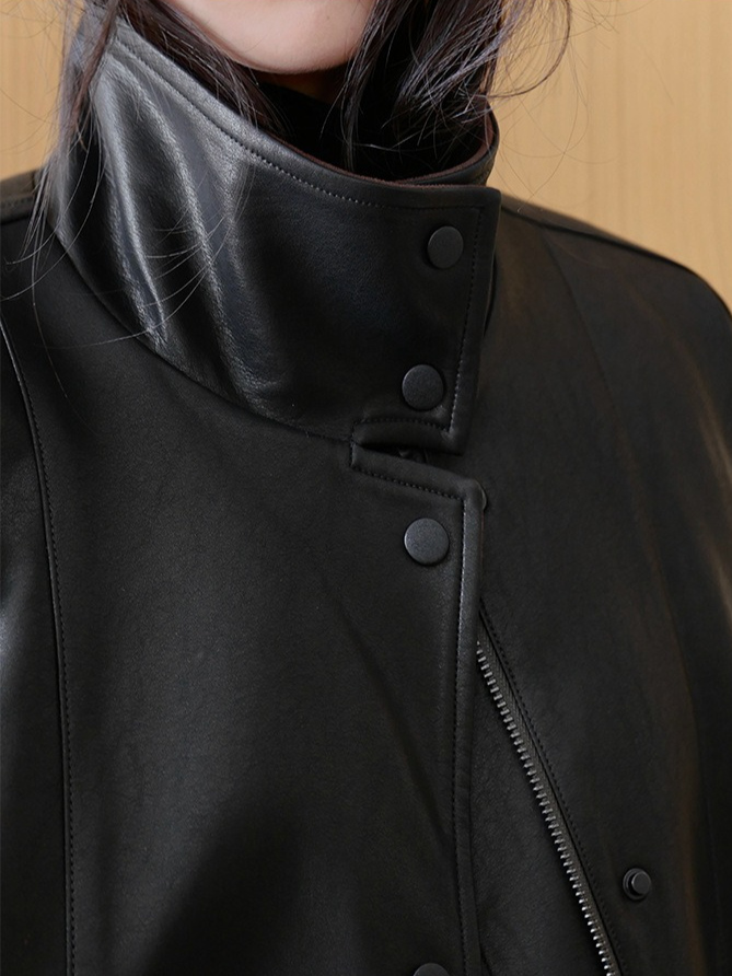 バイカラーフェイクレザーブルゾン 2194