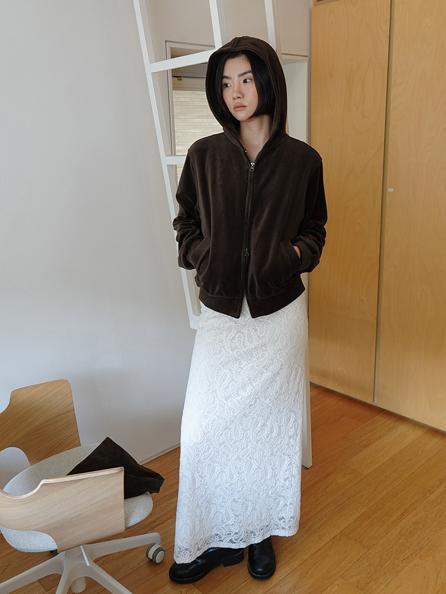 ダブルジップベロアフーディ 2195