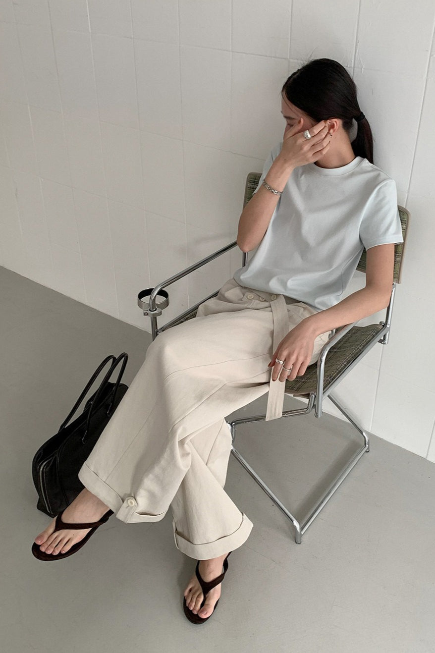 DOUBLE BELT WIDE PANTS 2304