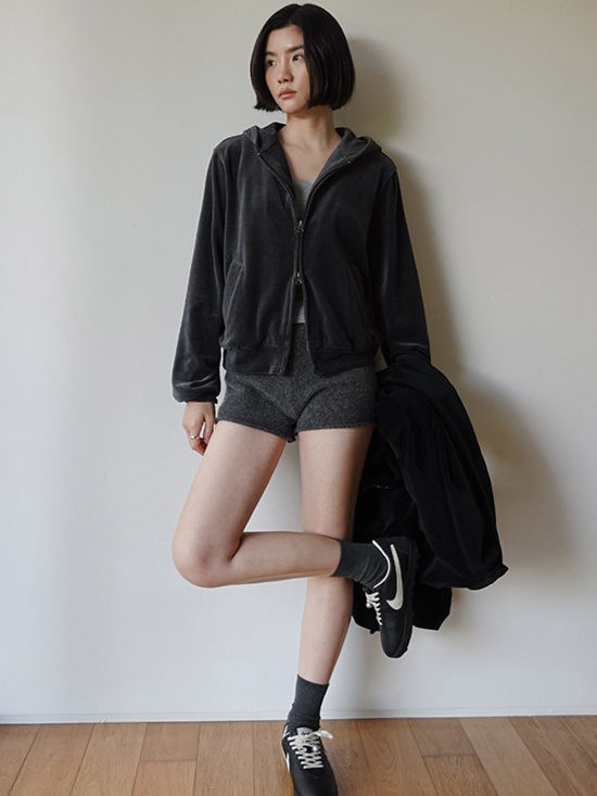 ダブルジップベロアフーディ 2195