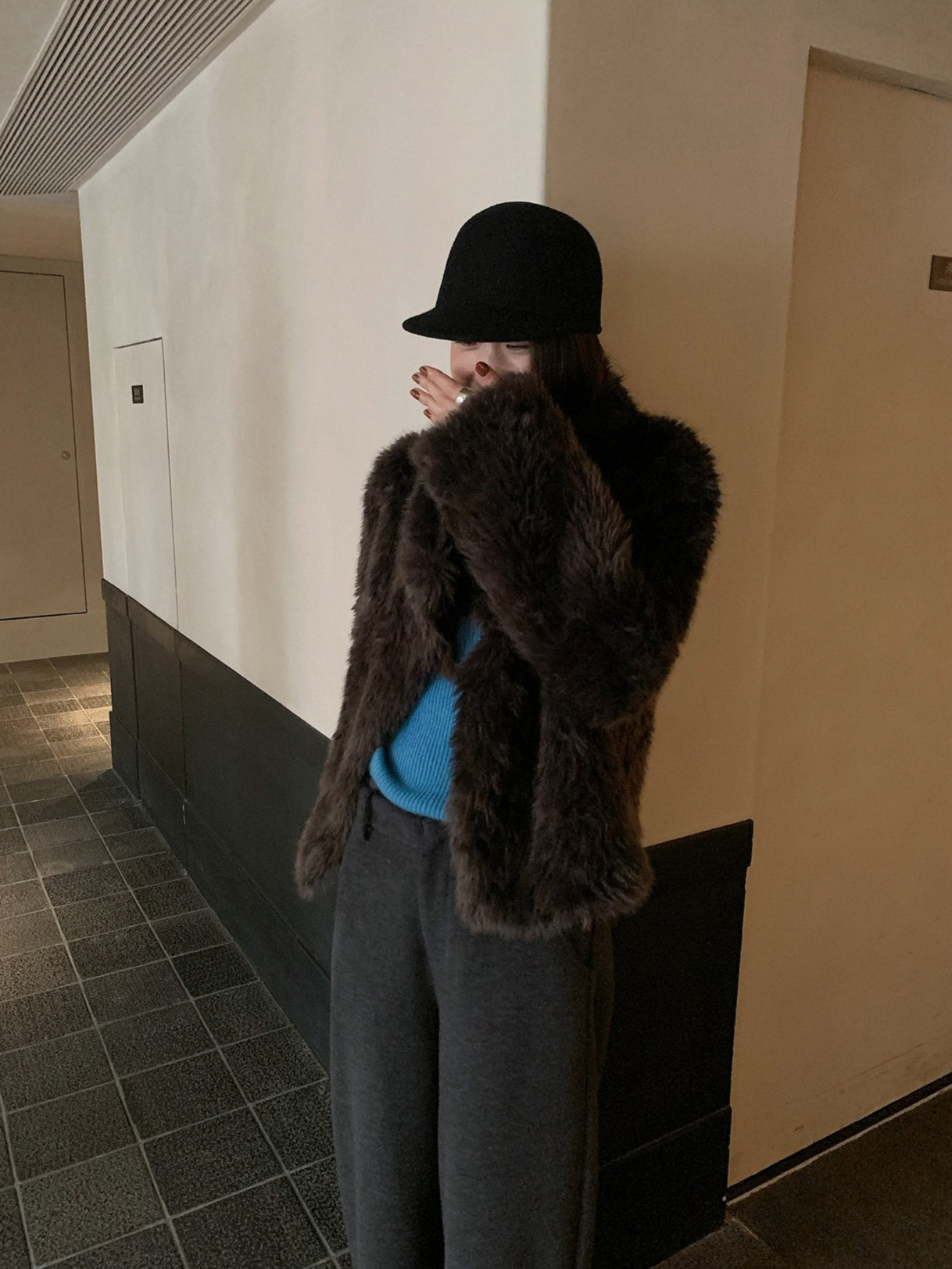 FLUFFY ECO FUR COAT 2501