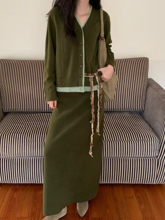 カラーブロックニットカーディガン 2211