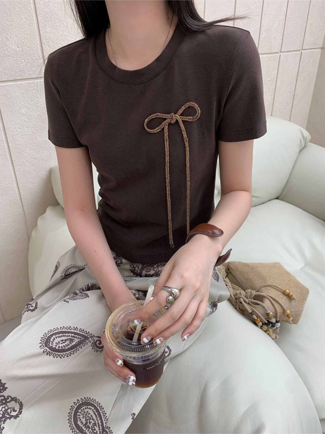 コンパクトリボンデザインTシャツ 2115