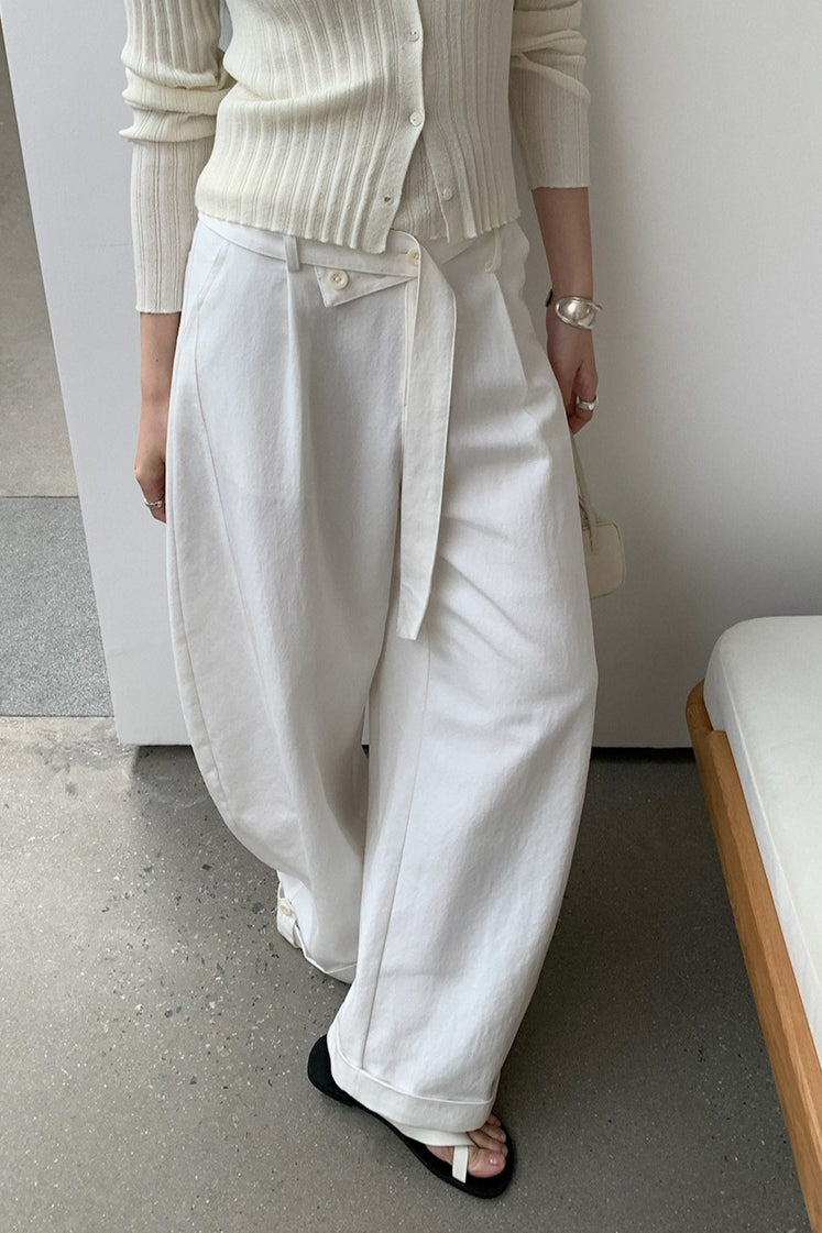 DOUBLE BELT WIDE PANTS 2304