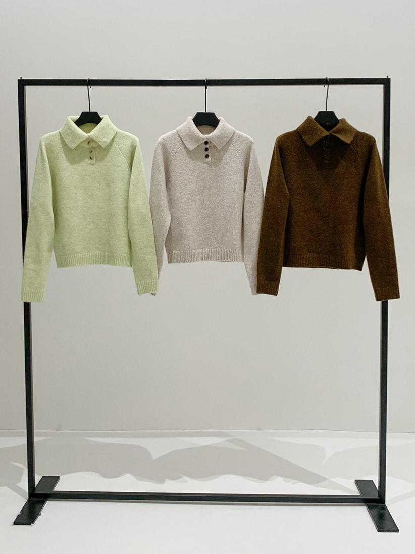 スタンドカラーラグランニット 2198