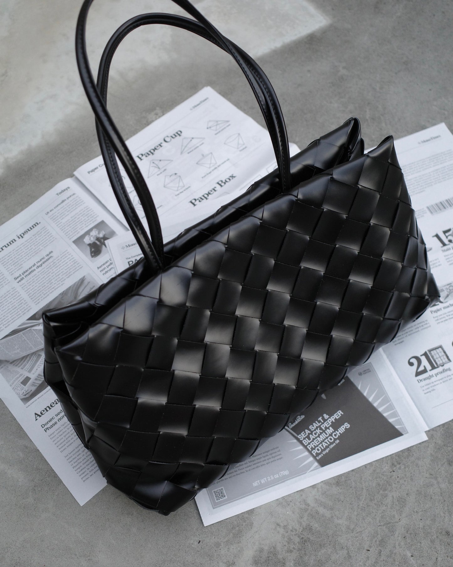 レザー編み込みショルダーバッグ 2139