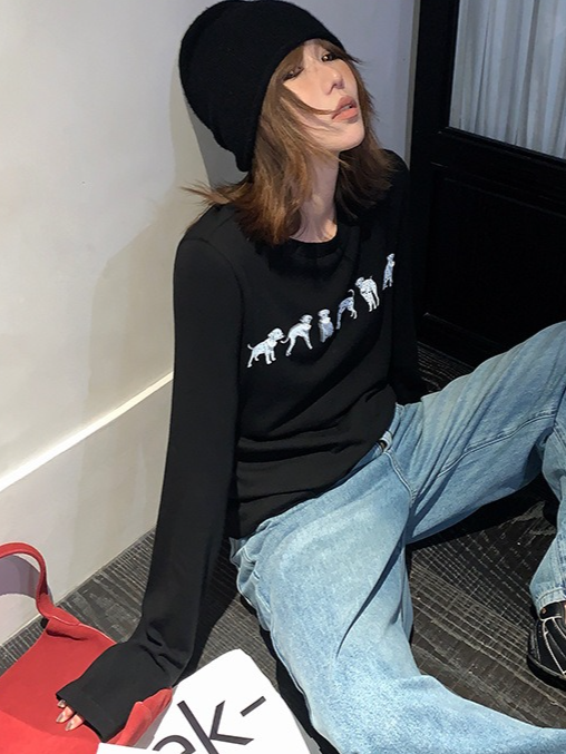 ドッグプリントロングTシャツ 2172