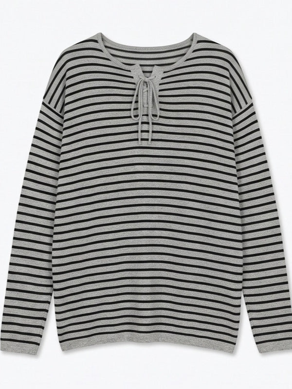 LACE-UP STRIPE KNIT 2489
