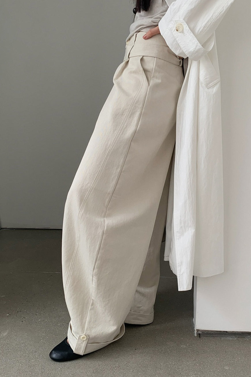 DOUBLE BELT WIDE PANTS 2304