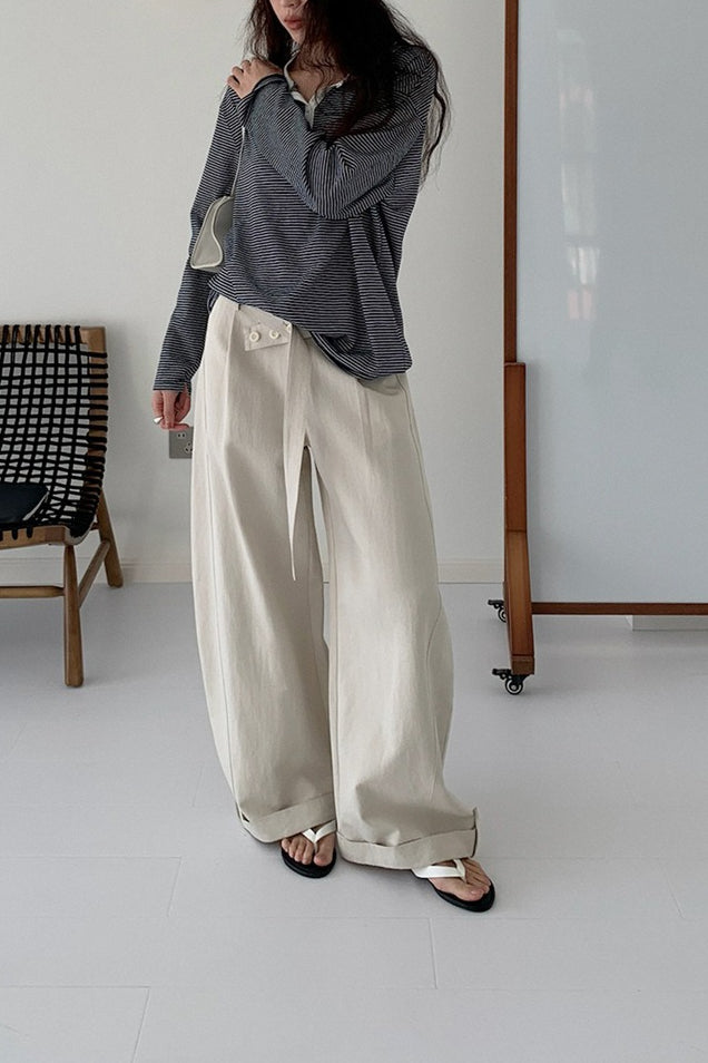 DOUBLE BELT WIDE PANTS 2304