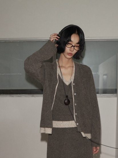 カラーブロックニットカーディガン 2211