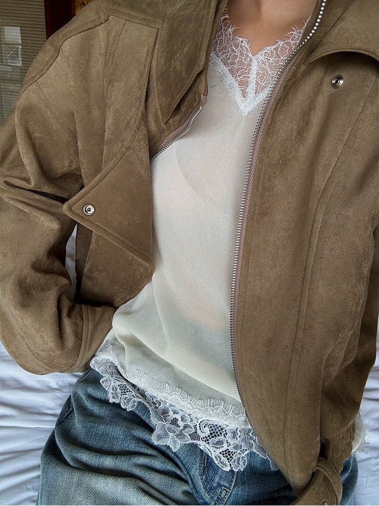 SHEER VELVET LACE V-TOP 2470