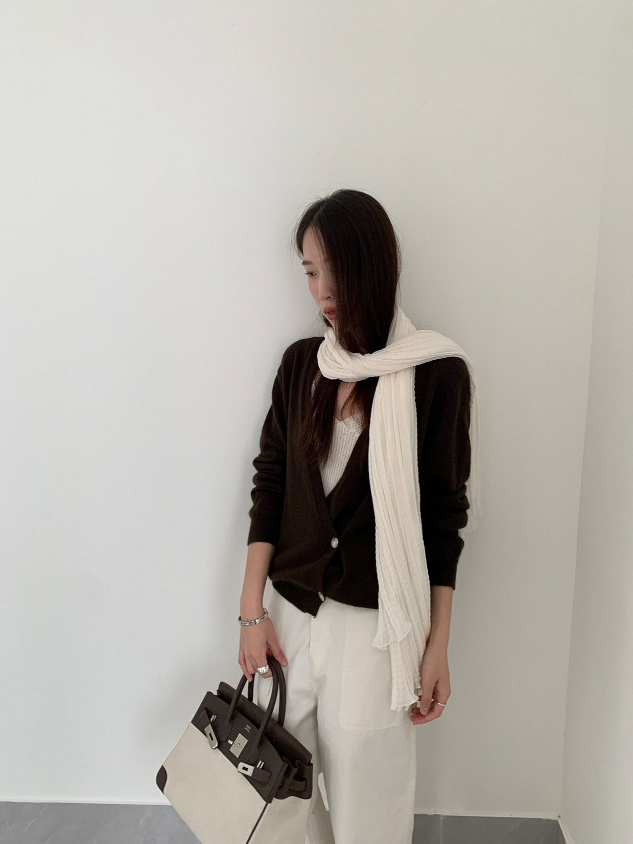 LOOSE ASYM V-CARDIGAN 2464