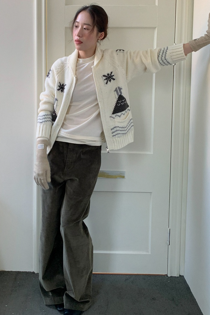 ノルディック柄ジップニット 2217