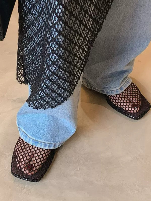 メッシュジップミュールサンダル 2392