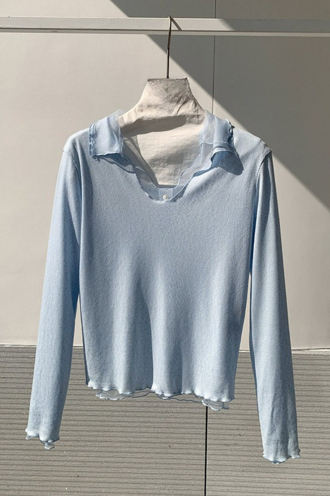 LAYERED SHEER COLLAR TOP–COLORS 2310
