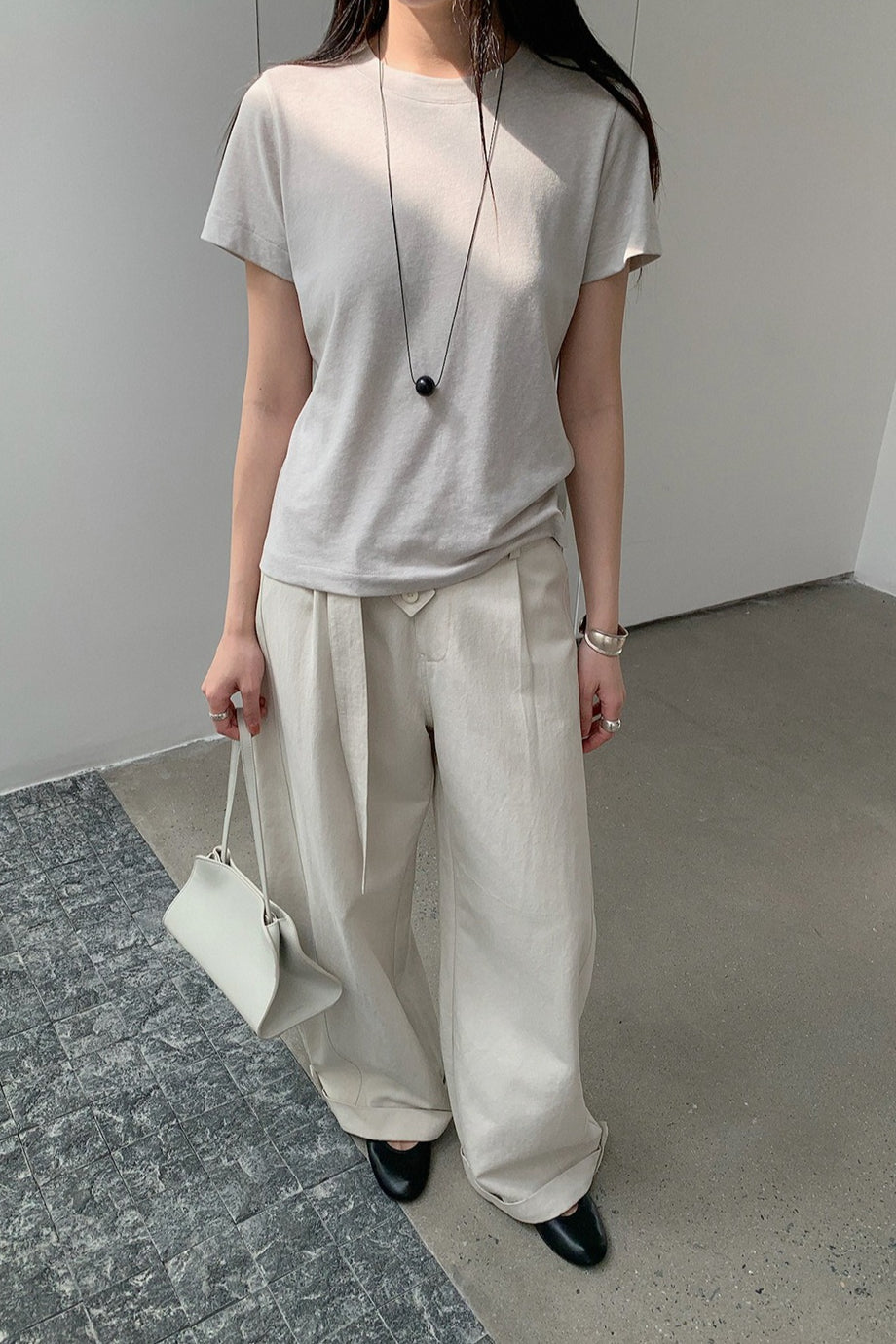 DOUBLE BELT WIDE PANTS 2304