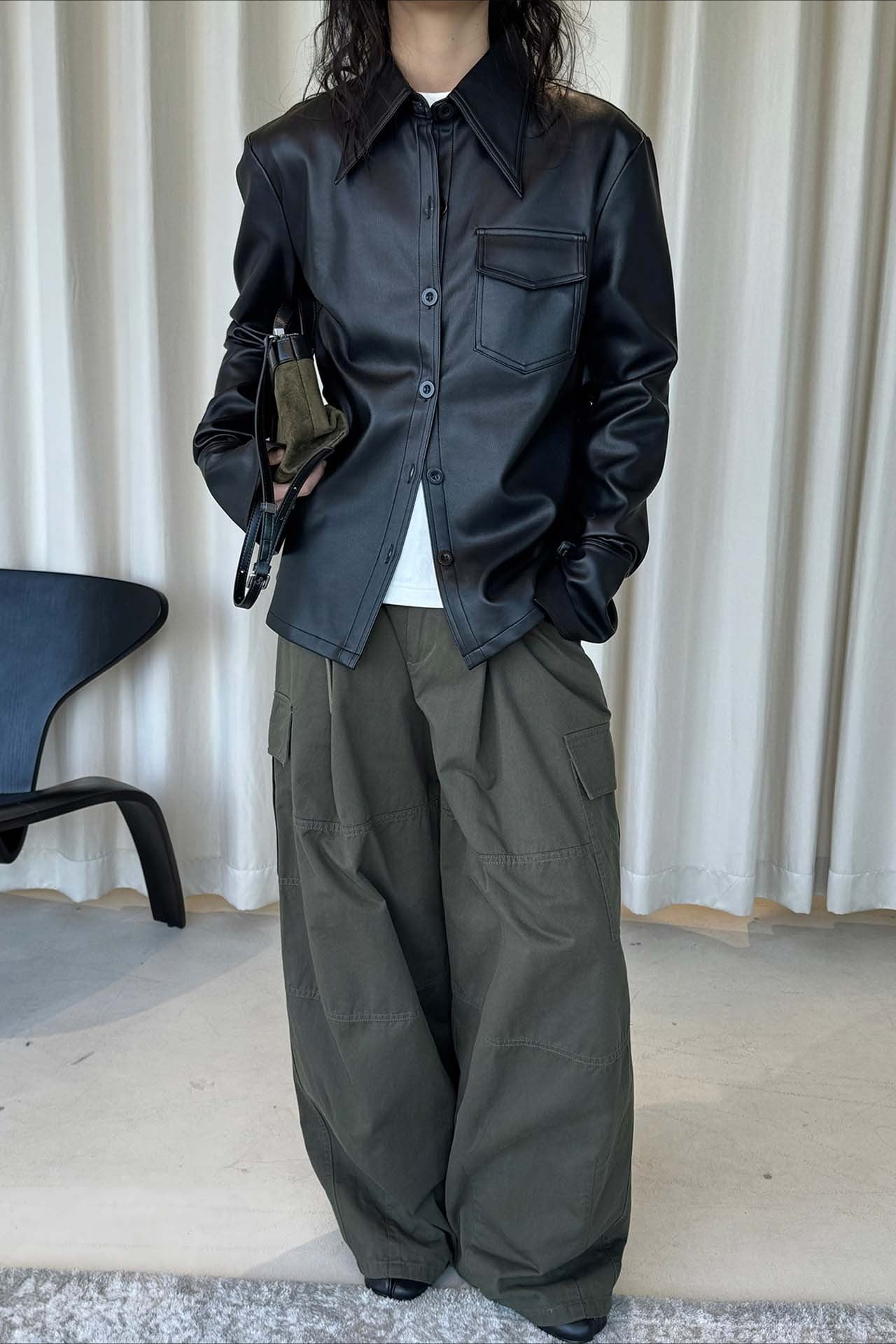 フェイクレザーシャツジャケット 2248