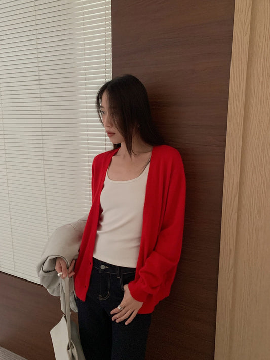 LOOSE ASYM V-CARDIGAN 2464