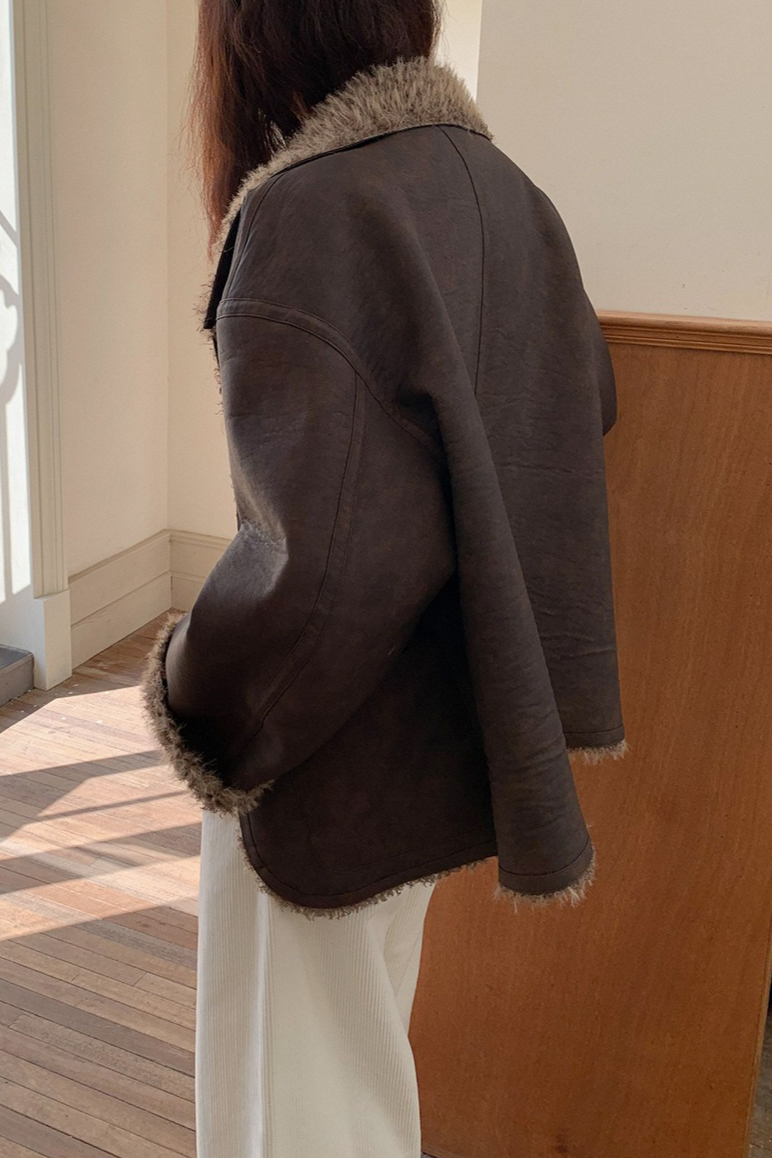 リバーシブルフェイクムートンコート 2218