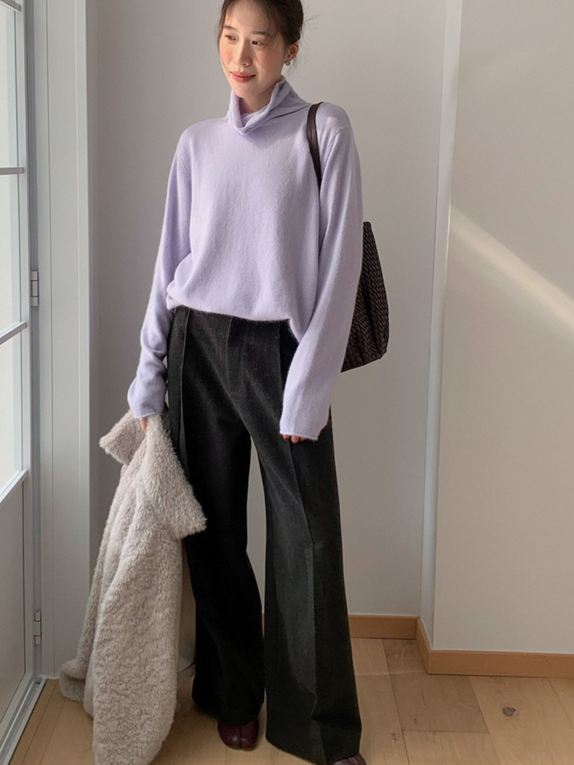 ルーズハイネックカラーニット 2200