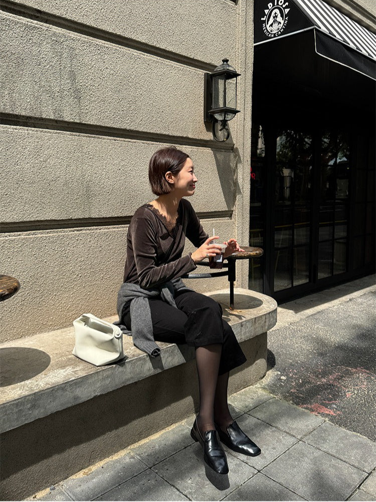 SHEER VELVET LACE V-TOP 2470